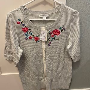 Striped sweater with embroidery